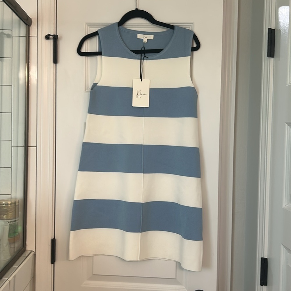 Klesis Skipper knit Blue and White Striped mini Dress - Picture 3 of 5